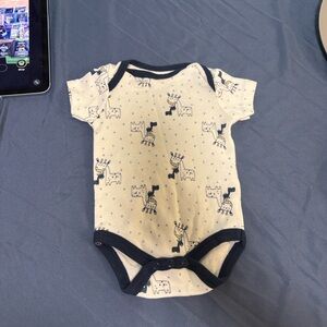 Chick Pea Cream and Navy Baby Bodysuit